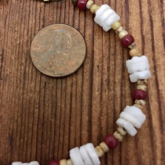 Men's Bracelet 8 Inches Long, White and Brown Heishe /Handmade Men's Bracelet - Picture 3 of 6